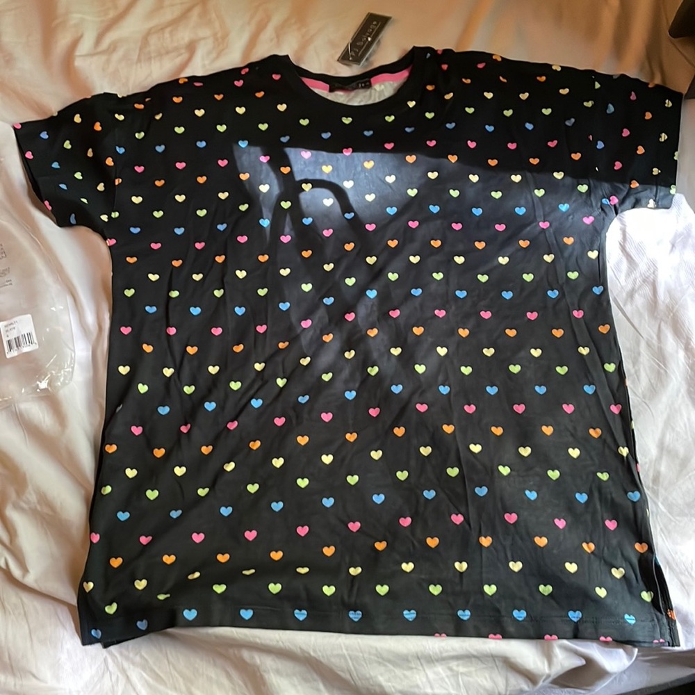 PJ salvage slate hearts top NWT sz Small 💖🧡💛💚💙